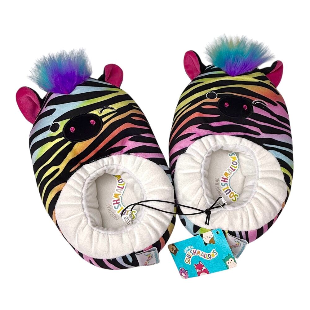 NEW Squishmallows Girls Plush Body Step In SLIPPER SHOES 4/5 Safiyah Zebra NWT